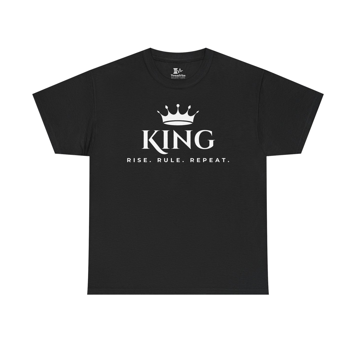 KING - Rise Rule Repeat White Text Tee