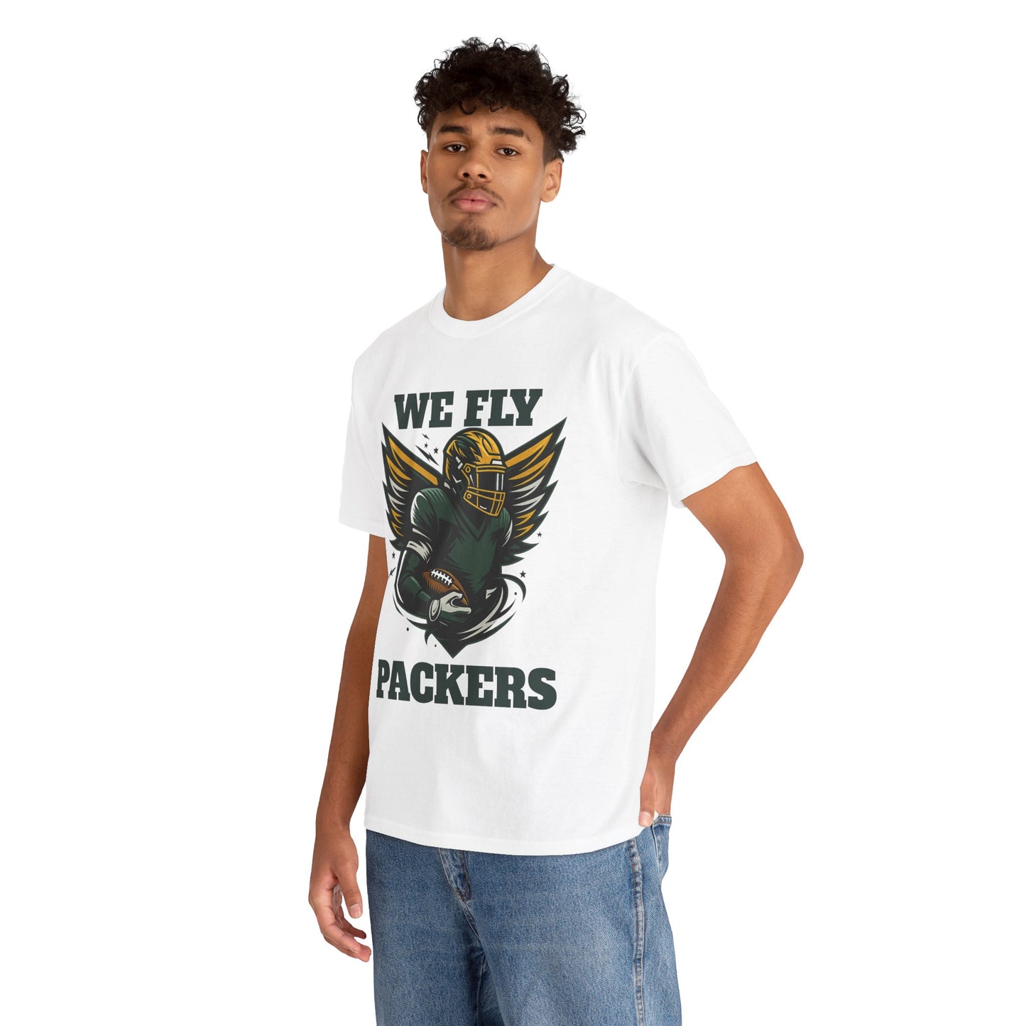 We Fly High Green Bay Packers Unisex Heavy Cotton Shirt NFL Football Fans Gift Tee