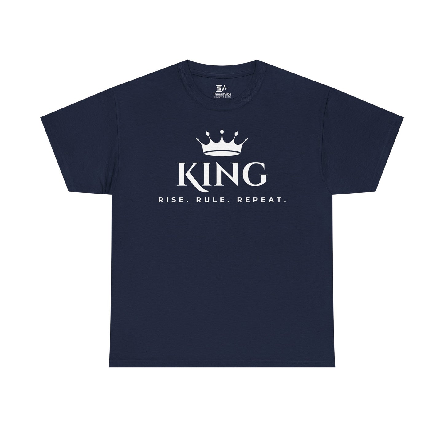 KING - Rise Rule Repeat White Text Tee