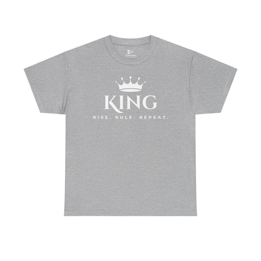 KING - Rise Rule Repeat White Text Tee