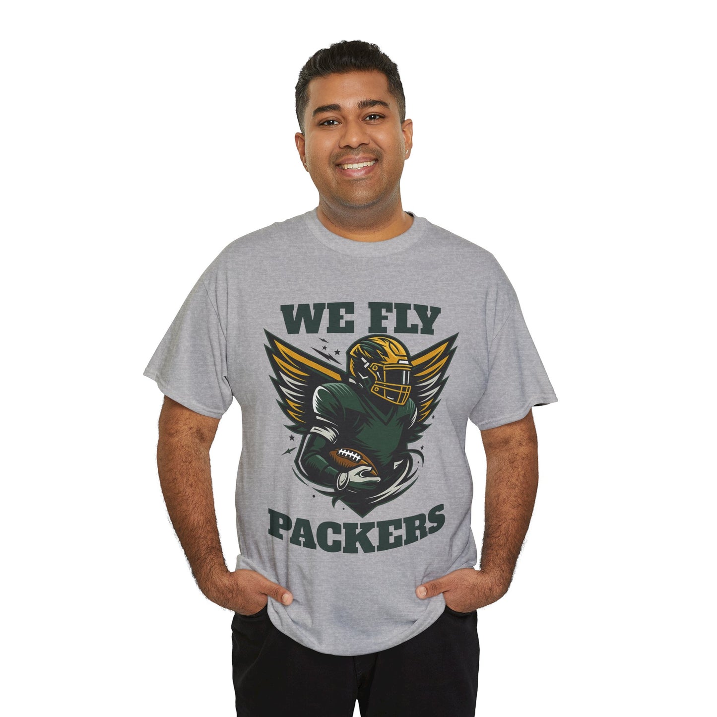 We Fly High Green Bay Packers Unisex Heavy Cotton Shirt NFL Football Fans Gift Tee