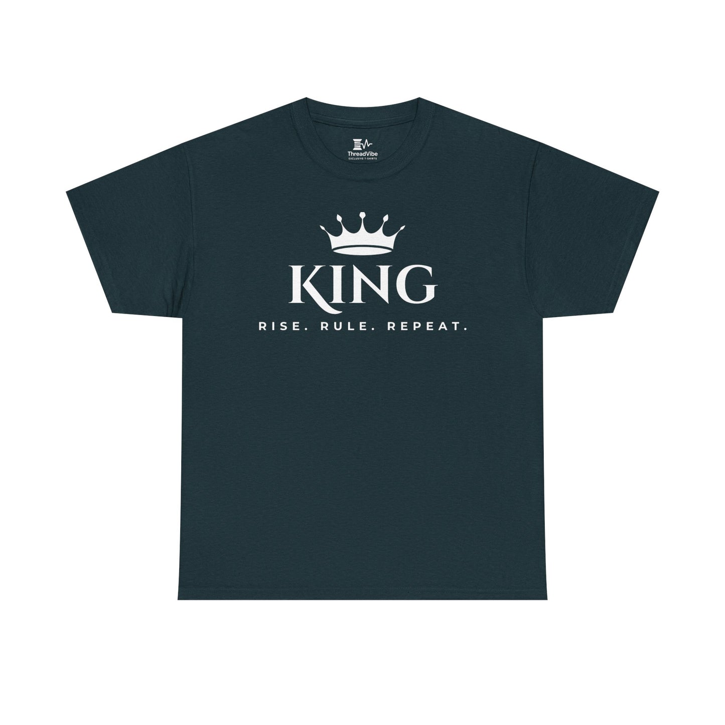 KING - Rise Rule Repeat White Text Tee