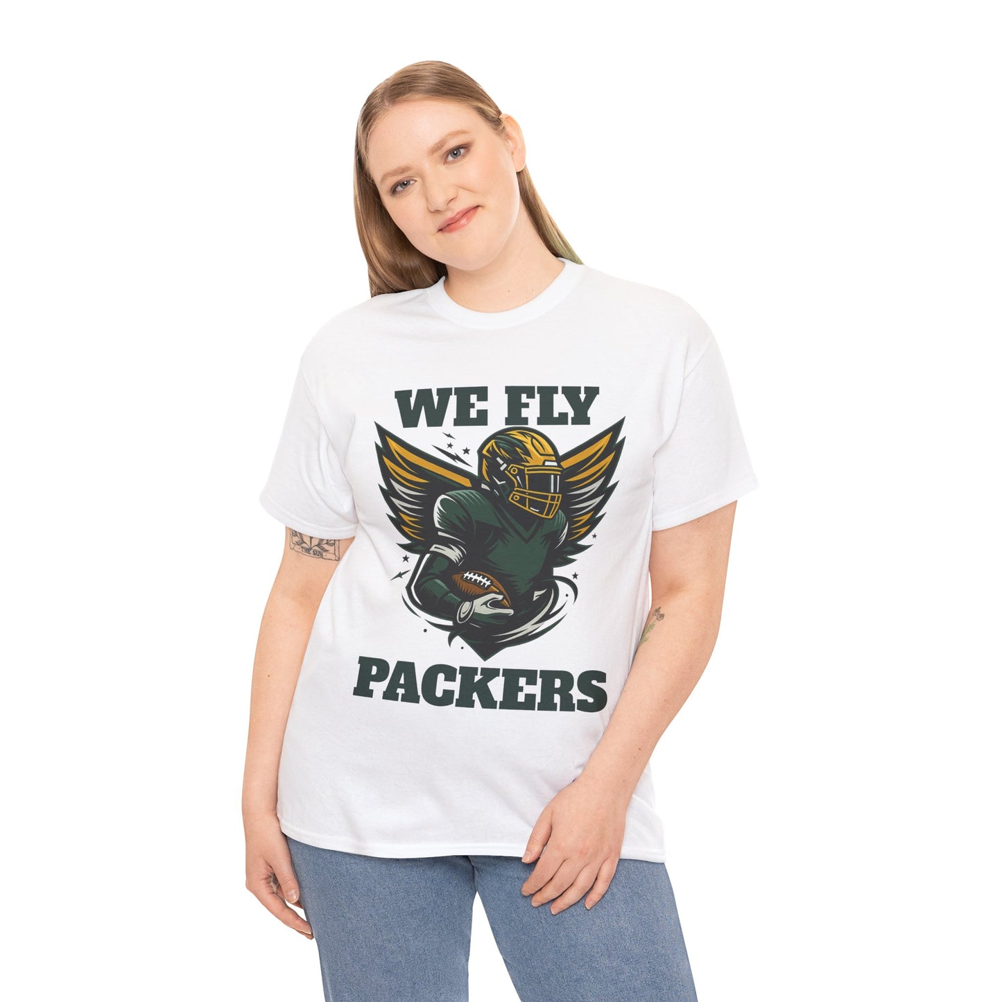 We Fly High Green Bay Packers Unisex Heavy Cotton Shirt NFL Football Fans Gift Tee