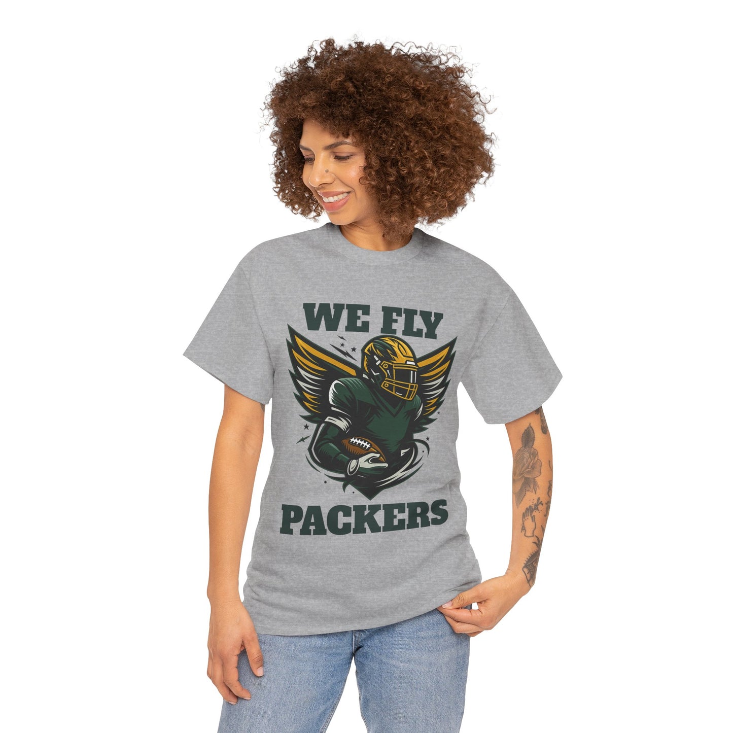 We Fly High Green Bay Packers Unisex Heavy Cotton Shirt NFL Football Fans Gift Tee