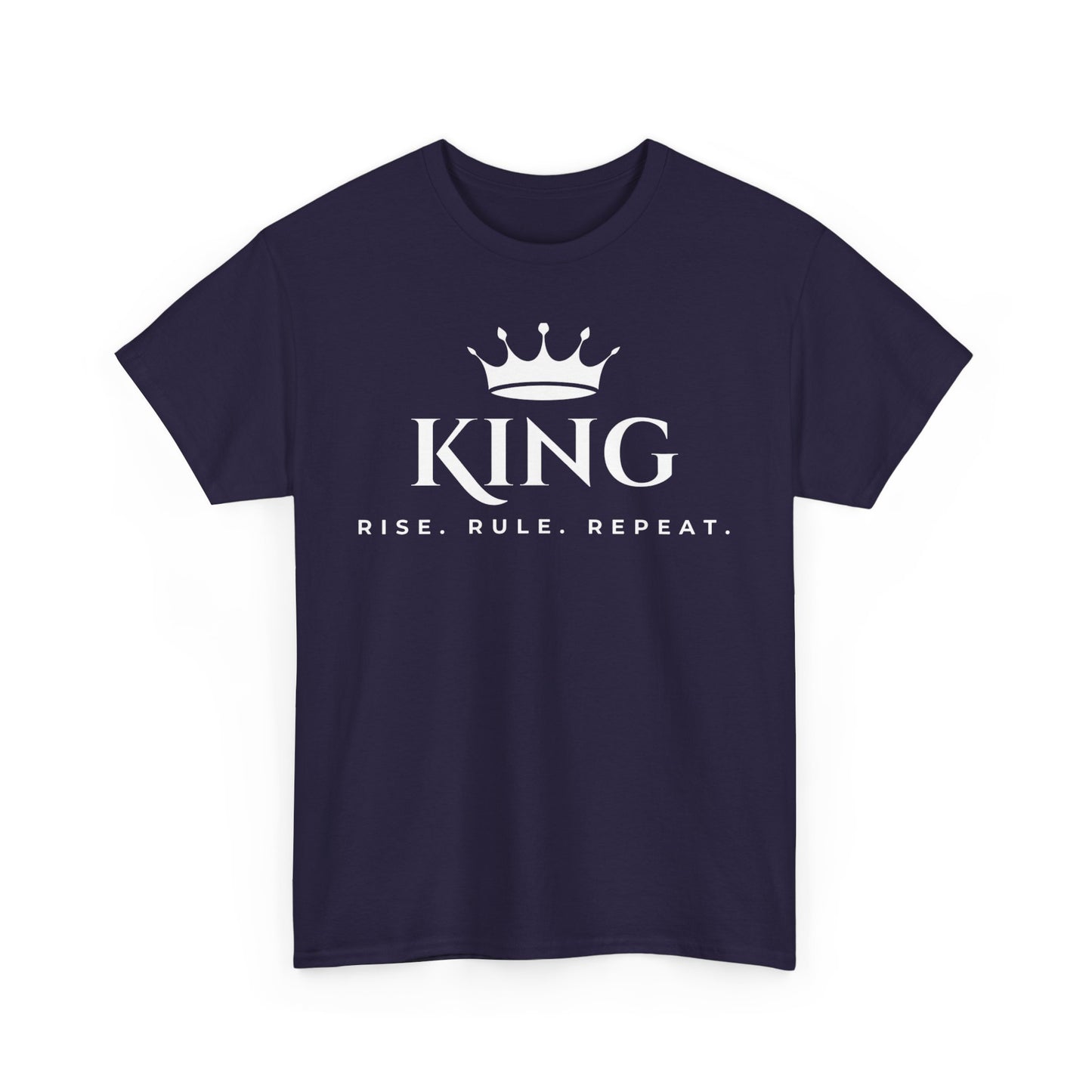 KING - Rise Rule Repeat White Text Tee