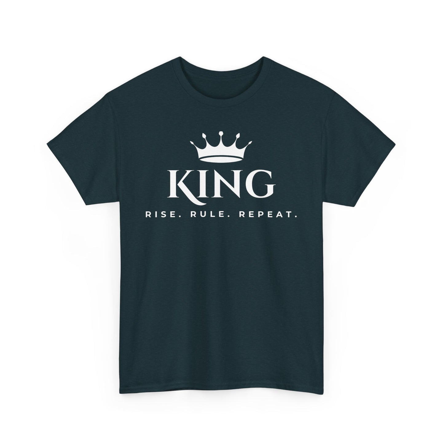 KING - Rise Rule Repeat White Text Tee