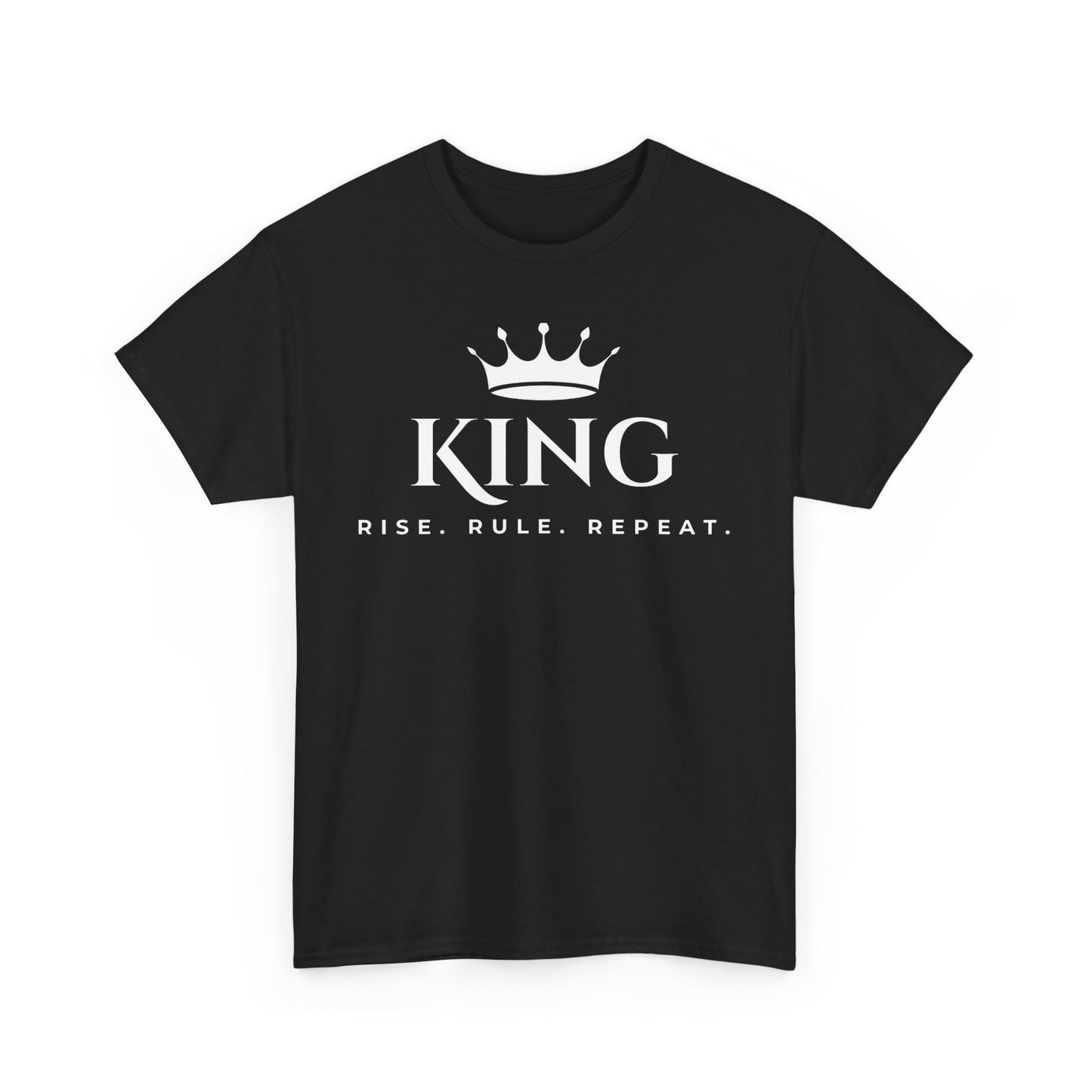 KING - Rise Rule Repeat White Text Tee