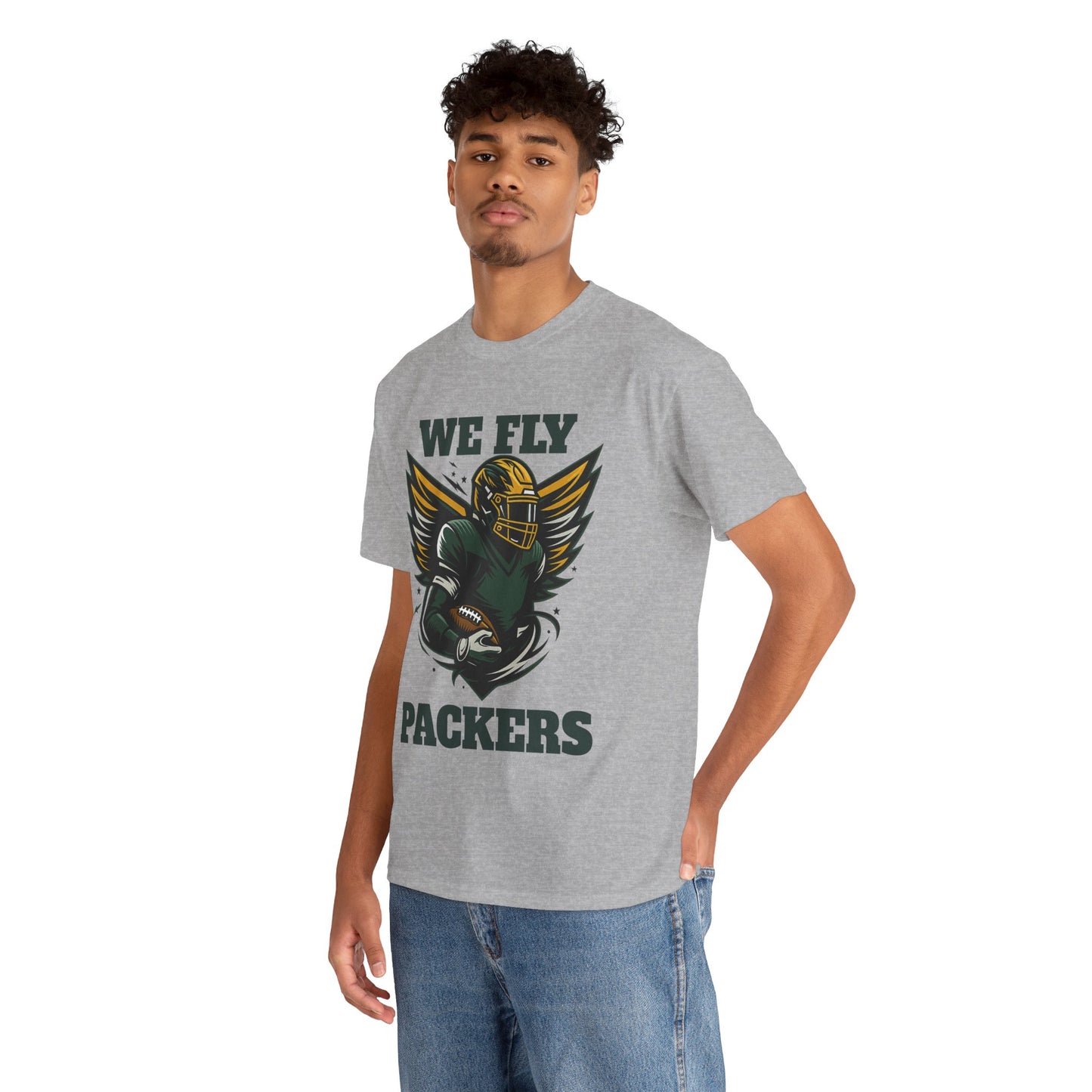 We Fly High Green Bay Packers Unisex Heavy Cotton Shirt NFL Football Fans Gift Tee